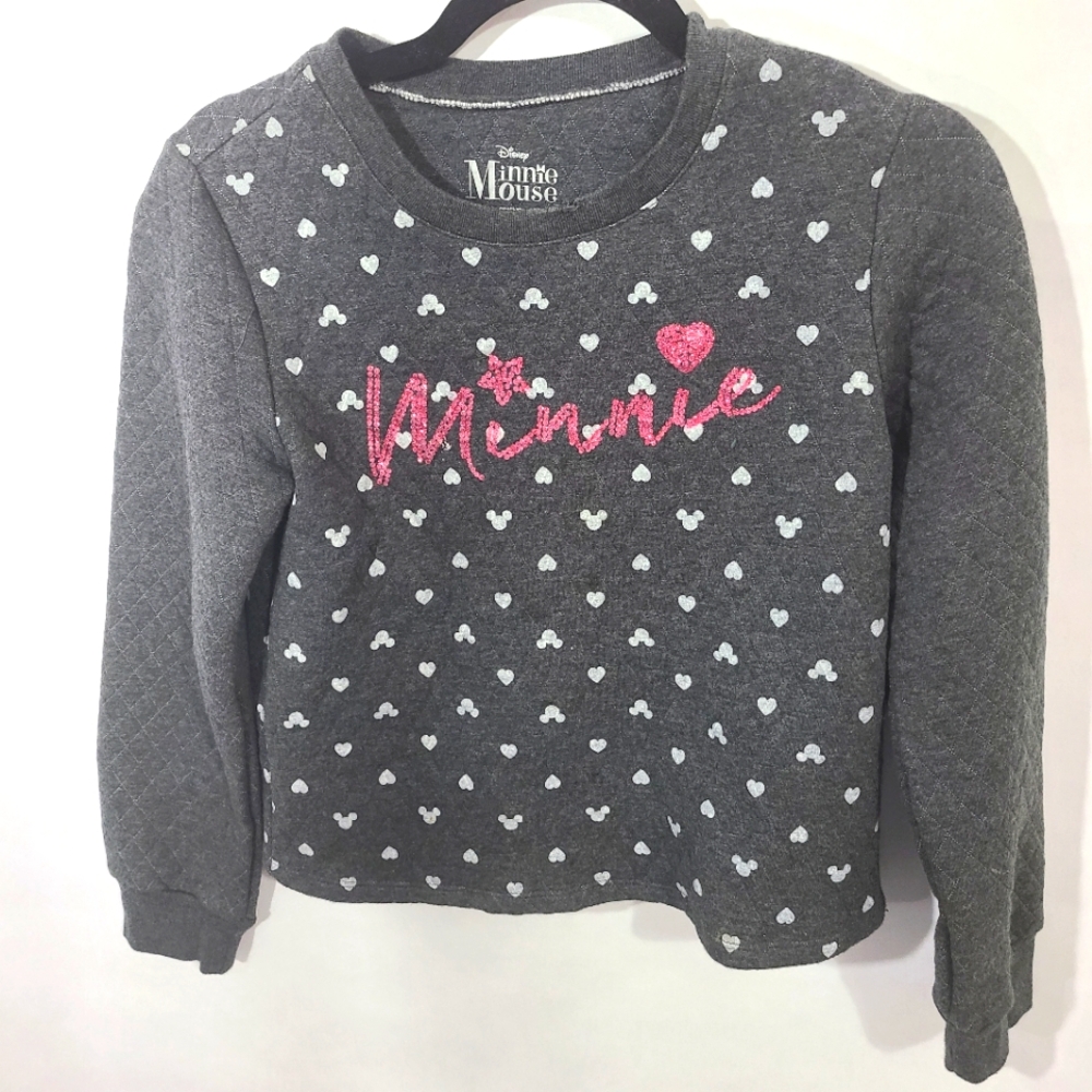 Disney Minnie‎ Mouse Kids Girls Size XL Sweatshirt Top with Glitter